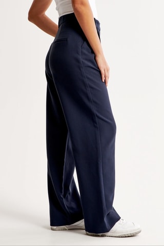 Broek Hoge Taille Wide Legs - Marineblauw