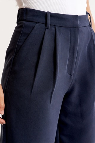 Broek Hoge Taille Wide Legs - Marineblauw