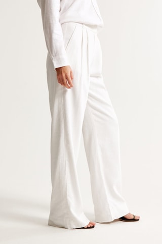 Linnen Broek Hoge Taille Wide Legs - Wit