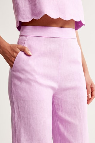 Linnen Broek Hoge Taille Wide Legs - Lichtpaars