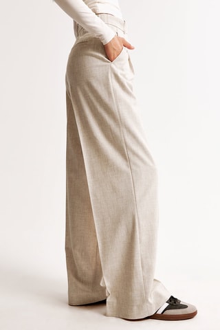 Broek Wide Legs Hoge Taille - Lichtbeige