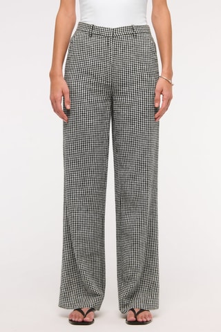Linnen Broek Hoge Taille Wide Legs - Zwart en Wit