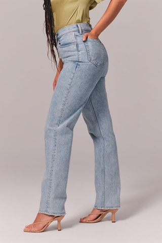Rechte Jeans Hoge Taille - Hemelsblauw