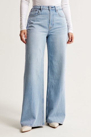 Vaquero wide leg de tiro alto - Celeste