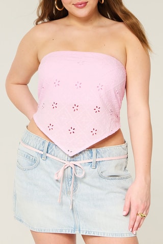 Crop top con bordado inglés - Rosa