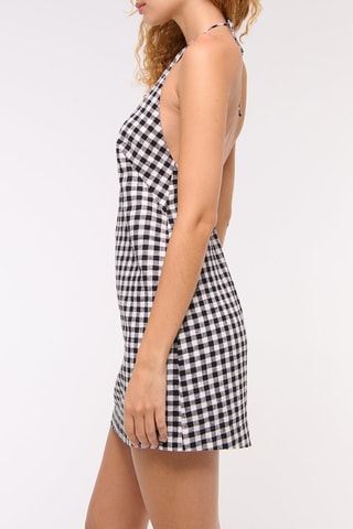 Vestido recto de lino - Negro