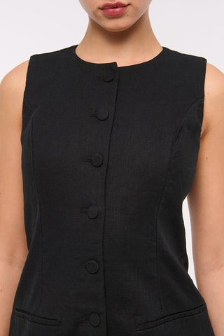 Vestido camisero de lino - Negro