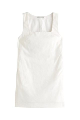 Vestido recto de lino - Blanco
