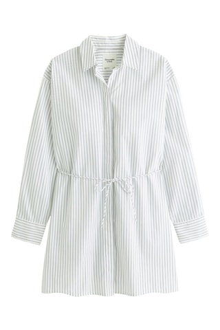 Vestido camisero - Blanco y gris claro