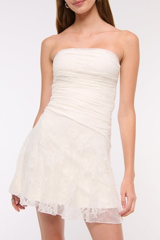Vestido evasé de encaje - Blanco