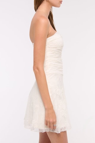 Vestido evasé de encaje - Blanco