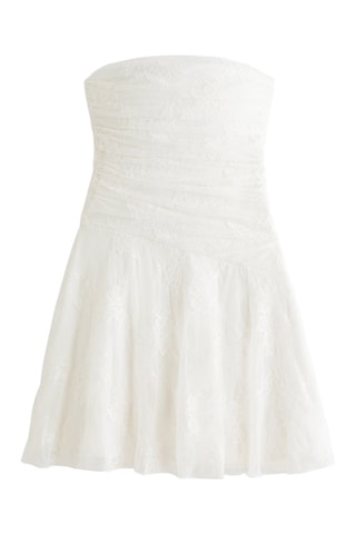 Vestido evasé de encaje - Blanco