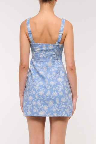 Vestido recto de lino - Celeste