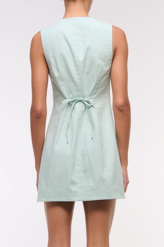 Vestido camisero de lino - Celeste