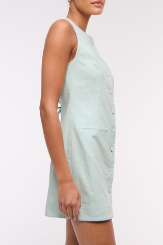 Vestido camisero de lino - Celeste