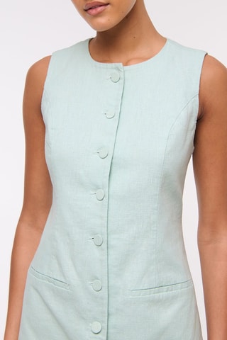 Vestido camisero de lino - Celeste