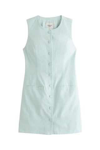 Vestido camisero de lino - Celeste