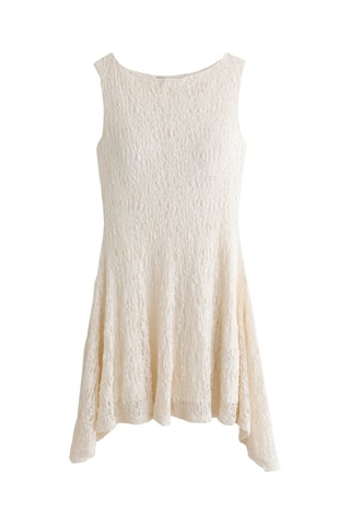 Vestido evasé de encaje - Crudo