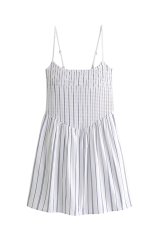 Vestido evasé - Blanco y azul