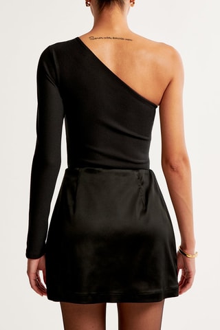 Asymmetrische Bodysuit - Zwart