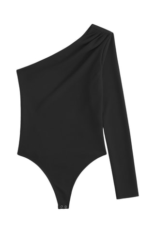 Asymmetrische Bodysuit - Zwart