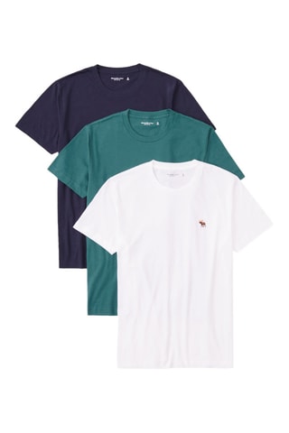 3 T-shirts - Groen, Wit en Nachtblauw