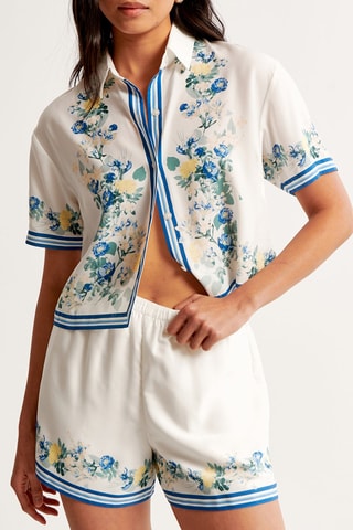 Short Hoge Taille - Wit en Blauw