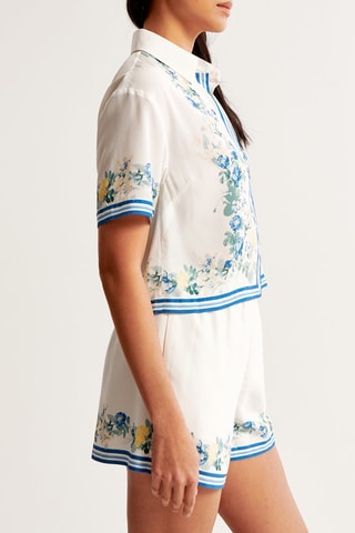 Short Hoge Taille - Wit en Blauw