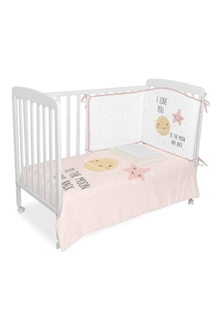 Juego de cuna para bebé Love You To The Moon - Blanco y rosa