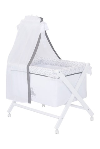Cuna de madera, dosel y textil de cuna Carina Lulu - Hasta 10 meses - Blanco