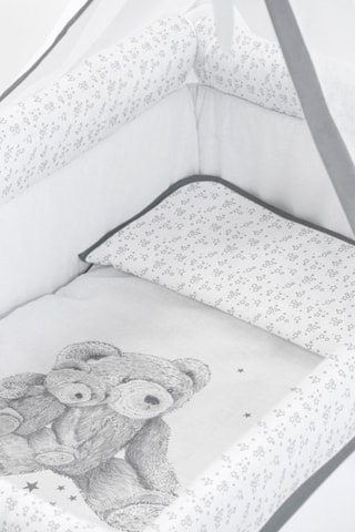 Cuna de madera, dosel y textil de cuna Carina Lulu - Hasta 10 meses - Blanco
