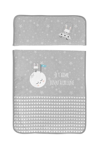 Minicuna de madera y textil de cuna Space Rabbit - Blanco y gris