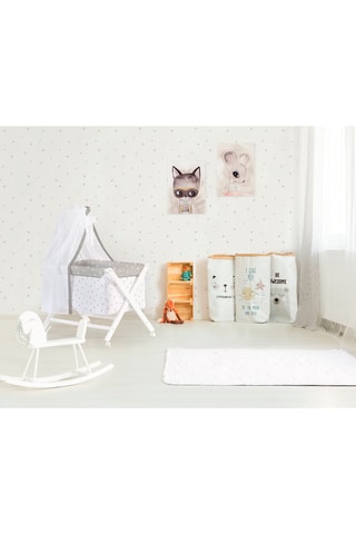 Minicuna de madera y juego de cuna Stars and dots - Hasta 10 meses - 5 piezas