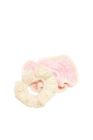 2 scrunchie - Rosa ed ecrù