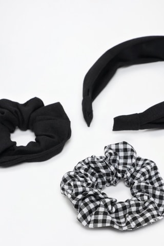 2 scrunchie e cerchietto - Nero