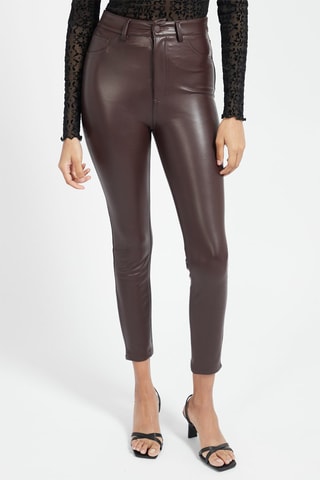 Pantaloni skinny a vita alta - Marrone