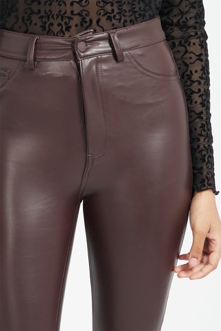 Pantaloni skinny a vita alta - Marrone