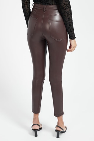Pantaloni skinny a vita alta - Marrone