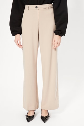 Pantaloni wide legs a vita alta - Beige