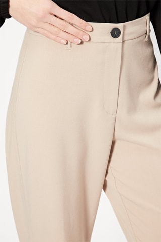 Pantaloni wide legs a vita alta - Beige