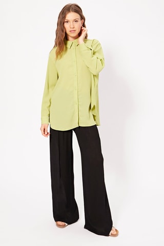 Pantaloni wide legs a vita alta - Nero