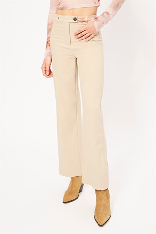 Pantaloni wide legs a vita alta - Beige