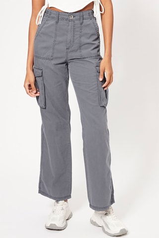Pantaloni cargo a vita alta - Grigio