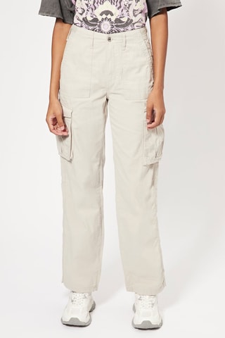 Pantaloni cargo a vita alta - Ecrù