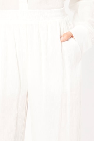 Pantaloni wide legs a vita alta - Bianco