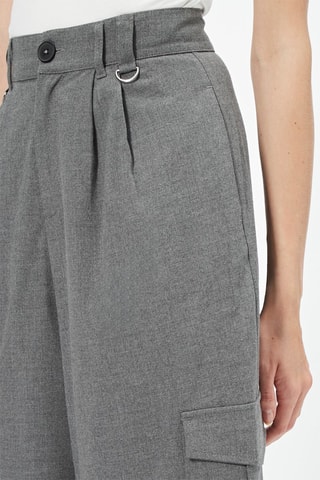 Pantaloni wide legs a vita alta - Grigio scuro melange