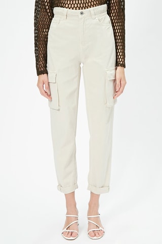 Pantaloni cargo a vita alta - Ecrù