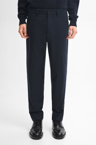 Pantaloni carrot in lana e cashmere - Navy