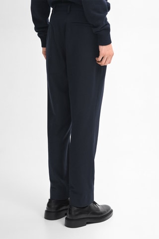 Pantaloni carrot in lana e cashmere - Navy
