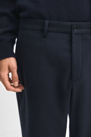 Pantaloni carrot in lana e cashmere - Navy